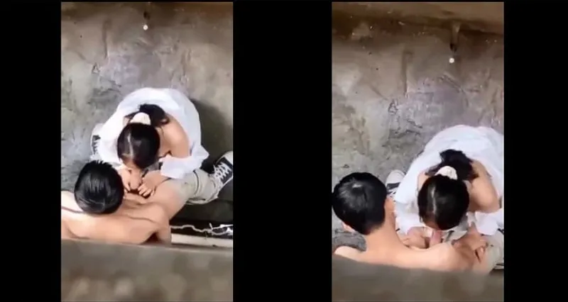 Quay lén em học sinh nữ bj cho gấu trong hẻm